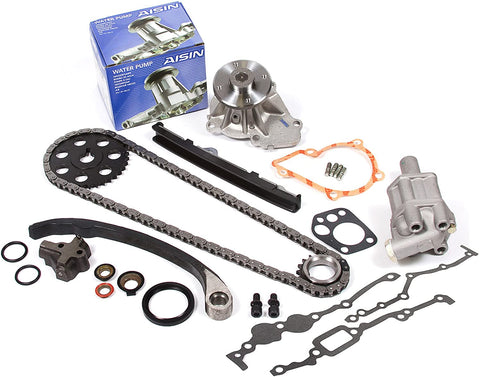 Evergreen TK3005WOPA Compatible With Nissan KA24E Timing Chain Kit with Oil Pump AISIN Water Pump
