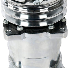 YaeTek New Premium Quality A/C Air Conditioning Compressor 12V/V-Belt Pulley for Sanden 508 Style Chrome Compatible w/R-12 and R134A