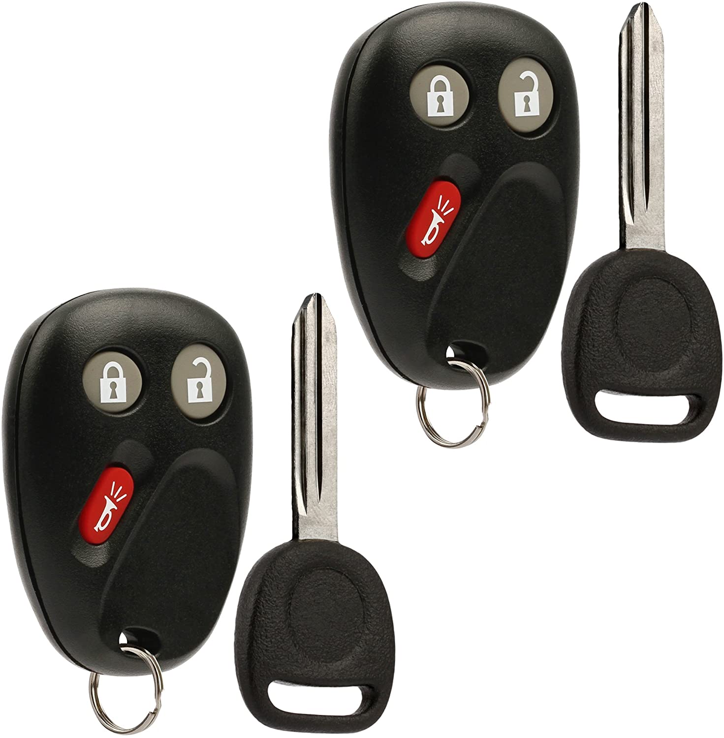 Key Fob Keyless Entry Remote with Ignition Key fits 2003-2006 Chevy Avalanche Equinox Silverado SSR Suburban Tahoe/GMC Sierra Yukon/Hummer H2 / Pontiac Torrent/Saturn Vue (LHJ011), Set of 2