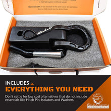 GearAmerica Aluminum Hitch Receiver 2"x2" (Black) | 32,000 LBS (16T) MBS 16,000 LBS (8T) WLL | Heavy Duty Towing and Recovery for 4x4, Trucks, & SUVs | Includes Steel Mega Shackle, Washers and ⅝ Pin