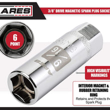 ARES 11018 - 16mm 3/8-inch Drive Thin Wall Magnetic Spark Plug Socket - 12-Point Design For Enhanced Grip and Fit - Walls 2mm Thinner Than Standard Spark Plug Sockets