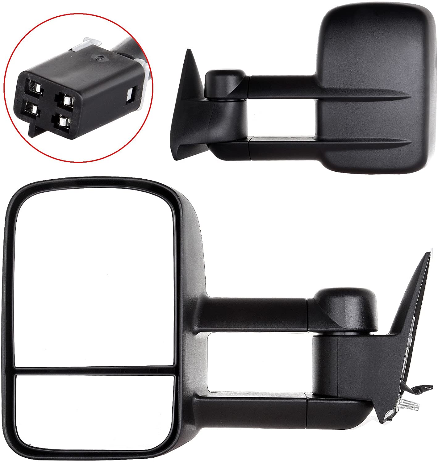 OCPTY Pair Tow Mirror Towing Mirrors Fit for Chevy 1988-2001 for GMC C3500 1988-2001 for GMC Suburban/Yukon 1992-1999 for GMC Yukon 2000 with Power Adjusted Manual Folding Telescoping