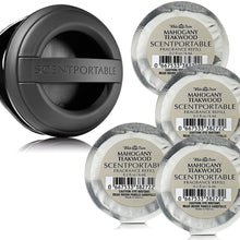 5 Pc Set - Bath & Body Works Scentportable Black Rubber Clip & 4 Mahogany Teakwood Refills