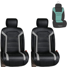 FH Group PU208102 Futuristic Leather Seat Cushions (Black) Front Set with Gift – Universal Fit for Cars Trucks & SUVs
