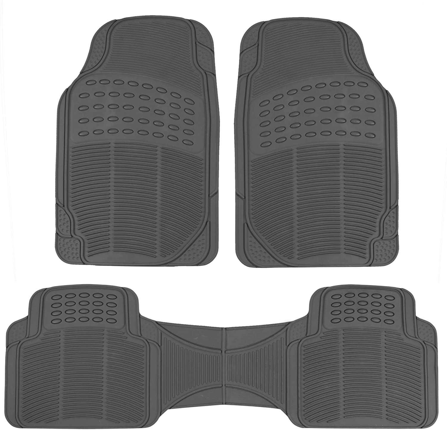 BDK ProLiner Original 3pc Heavy Duty Front & Rear Rubber Floor Mats for Car SUV Van & Truck, All Weather Protection Universal Fit