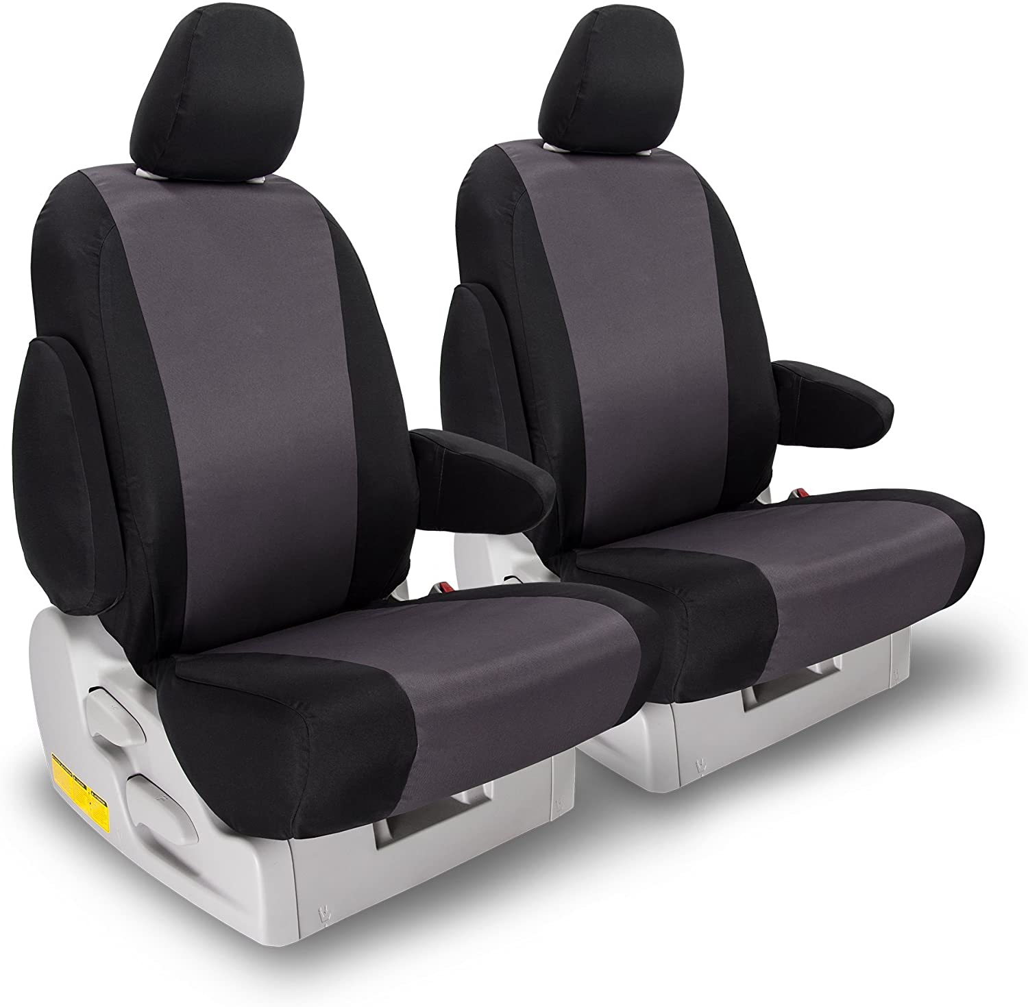 Front Seats: ShearComfort Custom Atomic Pro-Tect Seat Covers for Toyota Corolla (2020-2020) in Grey for Regular Buckets w/Adjustable Headrests (L, LE, Hybrid, or XLE Models Only)