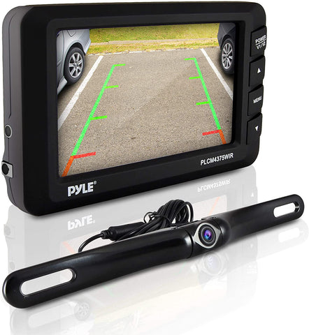 Wireless Rear View Backup Camera - Car Parking Rearview Monitor System and Reverse Safety w/Distance Scale Lines, Waterproof, Night Vision, 4.3” LCD Screen, Video Color Display for Vehicles - Pyle