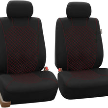 TLH Quilted Flat Cloth Seat Covers Front, Airbag Compatible, Red Color-Universal Fit for Cars, Auto, Trucks, SUV