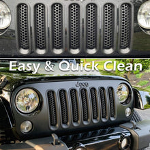 E-cowlboy 7PCS Front Grill Mesh Inserts Clip-in Grille Guard for 2007~2017 Jeep Wrangler JK JKU Unlimited Rubicon Sahara (Matte Black)