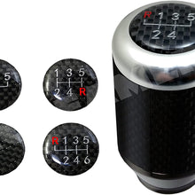 ICBEAMER Racing Style Red Aluminum w/Carbon Fiber Mini Short Throw Shifter Manual Stick Shift Knob 5 6 Speeds Pattern