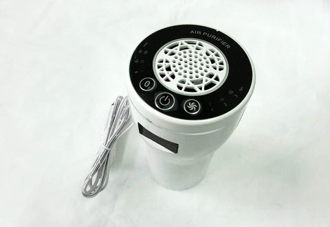 Funglan KJ115 Mini Ionic & Ozone Car Air Purifier with high density ESP Static Dust Collection Tube Group and Activated Carbon Filter