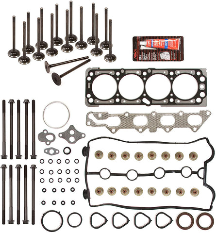 Evergreen HSHBIEV8-10416E Head Gasket Set Intake Exhaust Valves Compatible with 04-05 Chevrolet Aveo 1.6L DOHC VIN 6