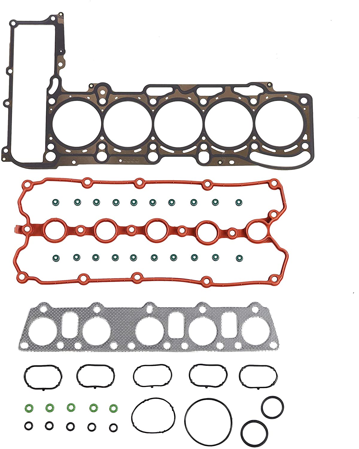 DNJ HGS813 MLS Head Gasket Set for 2005-2014 / Volkswagen/Beetle, Golf, Jetta, Rabbit / 2.5L / DOHC / L5 / 20V / 151cid / BGP, BGQ, BPR, BPS, CBTA, CBUA