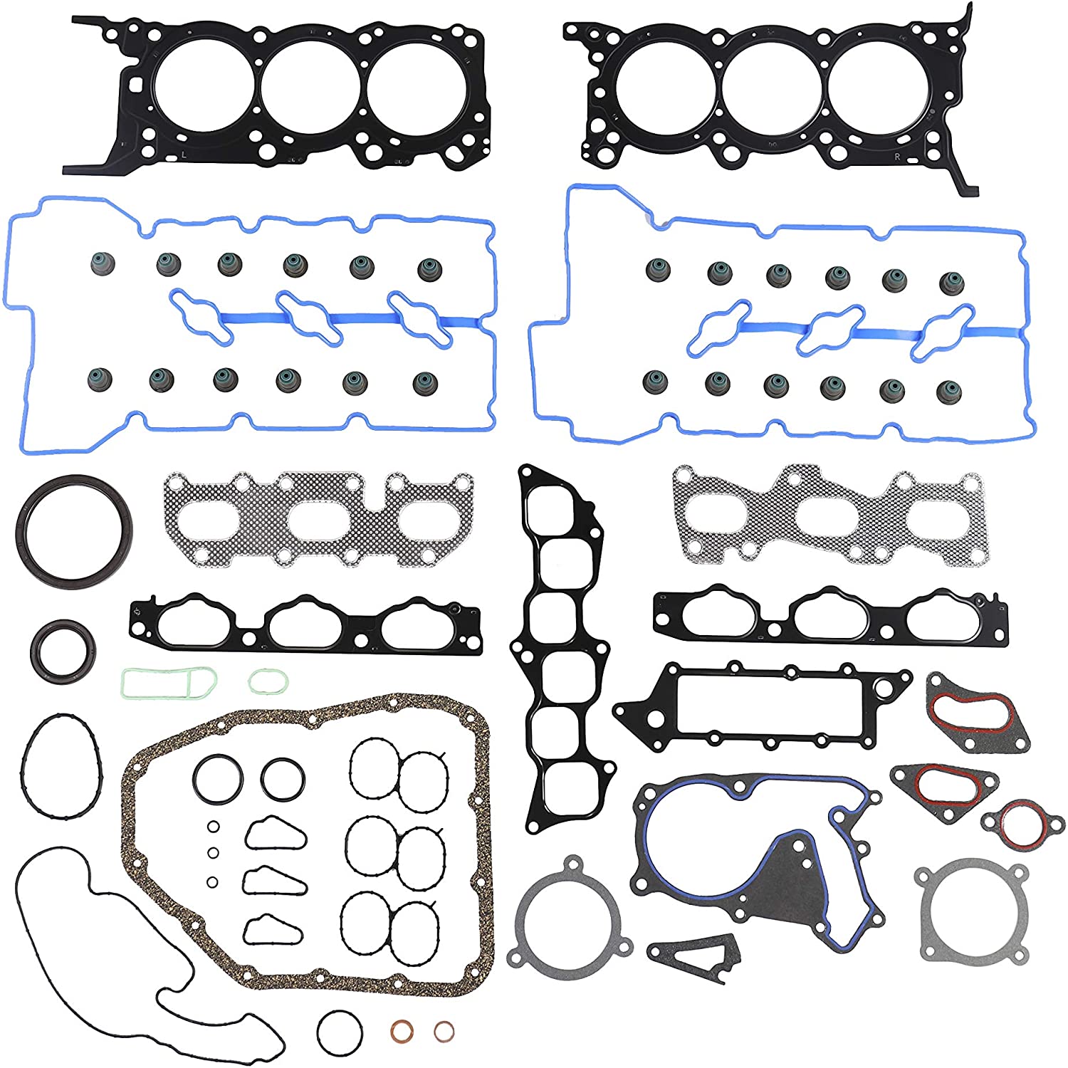 DNJ FGS1084 Full Gasket Sealing Set For 2007-2012 Hyundai, Kia Amanti, Azera, Entourage, Sedona, Sorento, Veracruz 3.8L DOHC V6 24V 3778cc