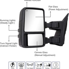 2pcs Towing Mirrors Compatible With 1999-2016 Ford F250 F350 F450 F550 Super Duty Truck Pickup Side Tow Mirrors, Power Heated Extendable Manual telescoping&folding Pair LED Turn Signal Lights Smoke