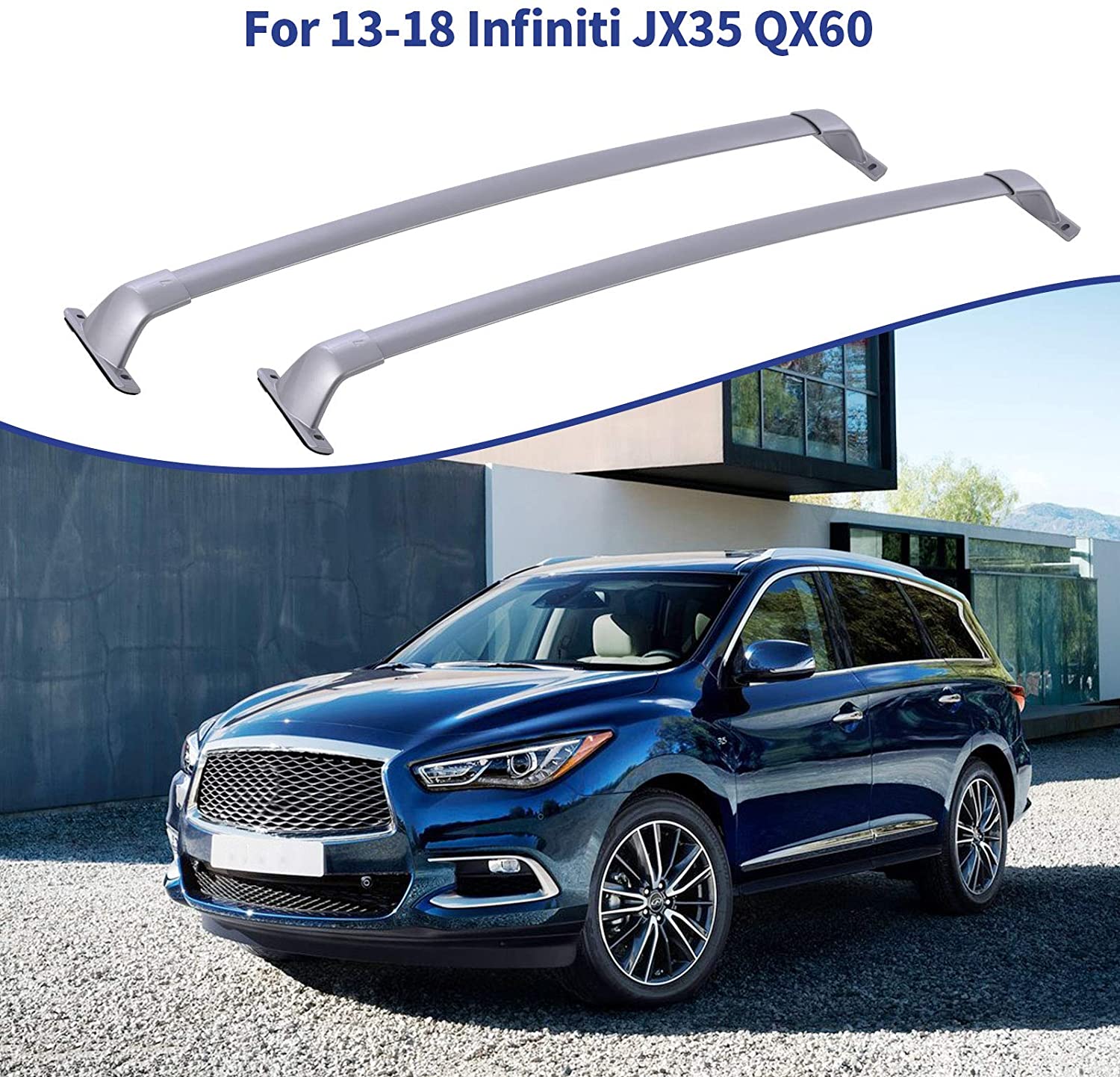 Car Roof Rack Cross Bars for Infiniti JX35 QX60 2013-2018, Aluminum Cross Bar Replacement for Rooftop Cargo Carrier Bag Luggage Kayak Canoe Bike Snowboard Skiboard