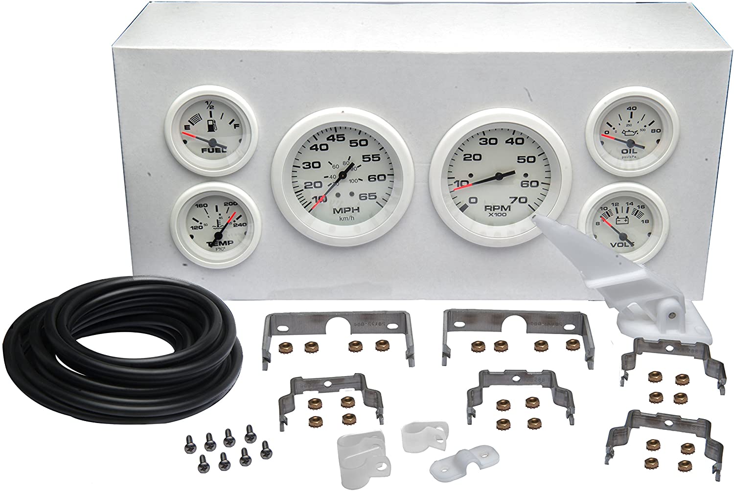 SeaStar 68388P Sierra International Arctic 6-Gauge Set Includes Fuel, Engine Oil Pressure, Speed, Tach & Water Temp Gauges