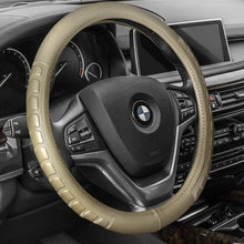 FH Group FH2006 Microfiber Embossed Leather Steering Wheel Cover (Beige) – Universal Fit for Cars Trucks & SUVs