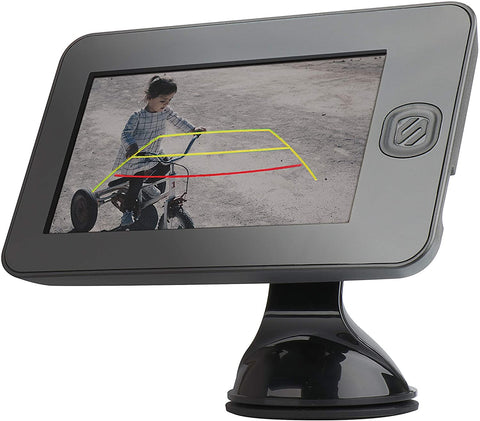 SCOSCHE WBUSSPF43 Wireless Solar Powered Backup Camera System with 4.3” Color Dash Monitor and License Plate Frame for Cars, Trucks and SUV’s