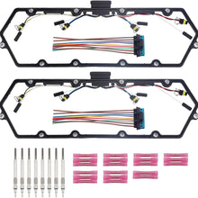Dasbecan Valve Cover Gasket with Injector Glow Plug Harness Compatible with 1998-2003 Ford E250 E350 F250 Super Duty Truck Engine V8 Diesel Left & Right Replaces# F81Z-6584-AA
