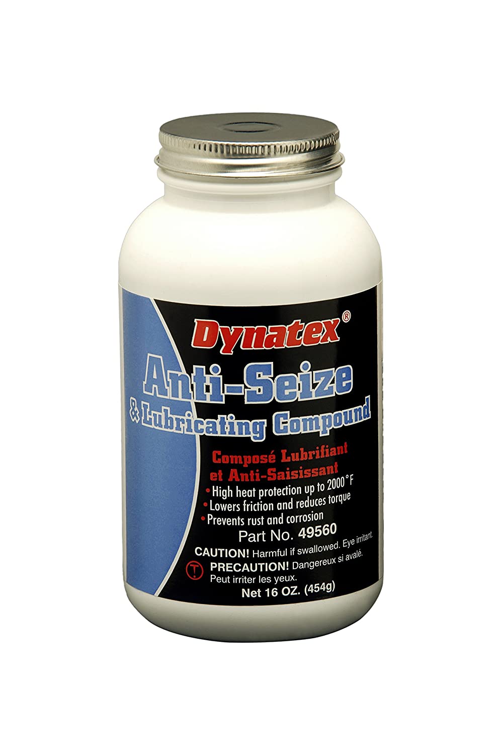 Dynatex 49560 Industrial Aluminum Anti-Seize and Lubricating Compound Paste, 16 oz Brush Top Bottle, -60 to 2000 Degree F, Silver Grey