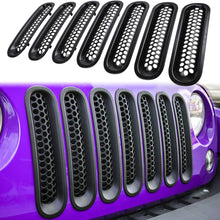 E-cowlboy 7PCS Front Grill Mesh Inserts Clip-in Grille Guard for 2007~2017 Jeep Wrangler JK JKU Unlimited Rubicon Sahara (Matte Black)