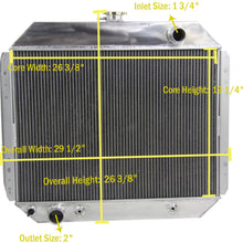 ALLOYWORKS 3 Row Aluminum Radiator for Ford Trucks F100 F150 F250 F350 1966-79 / Bronco V8 1978-79