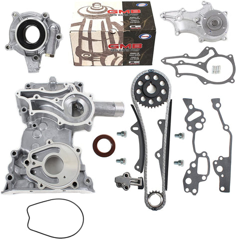 NEW HD Timing Chain Kit (2 Heavy Duty Metal Guides & Bolts) with Timing Cover, Water Pump, & Oil Pump compatible with 85-95 Toyota 2.4L 4Runner Pickup Celica SOHC engine 22R 22RE 22REC