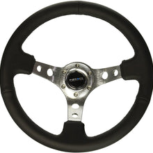 NRG Innovations RST-006SL Reinforced Steering Wheel (350mm Sport Steering Wheel (3" Deep) - SILVER Spokewith Round holes / Black Leather)