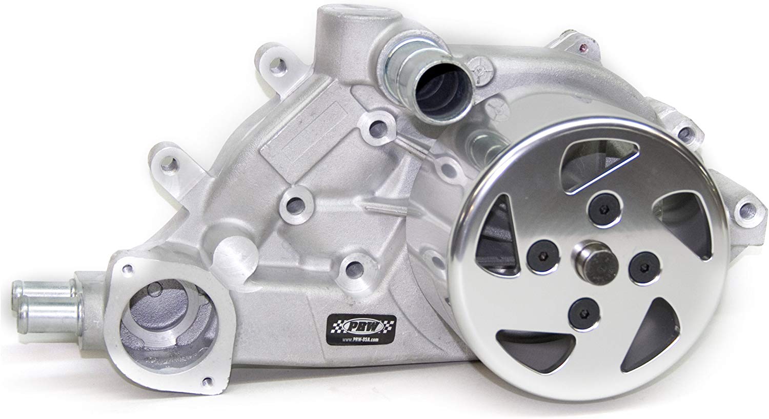PRW 1434627 Aluminum High Performance Water Pump Kit with Clear Anodized Polished Aluminum Pulley for GM LS Gen III and IV