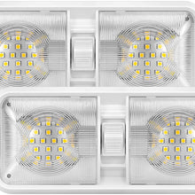 Kohree 12V Led RV Ceiling Dome Light RV Interior Lighting for Trailer Camper with Switch, White, 600 Lumens (Natural White 2-Pack)
