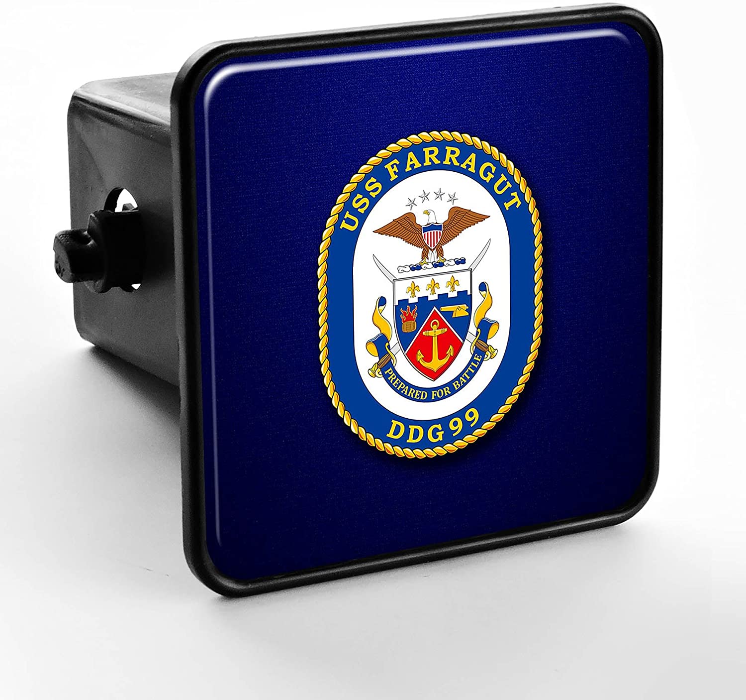 ExpressItBest Trailer Hitch Cover - US Navy USS Farragut (DDG 99), Destroyer Emblem (Crest)