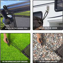 Goplus RV Awning Side Sun Shade, 9’ x 7’ Black Mesh Sunshade Screen with Complete Kits, Motorhome Camping Trailer Canopy, Outdoor Sun Blocker Net Side Shade