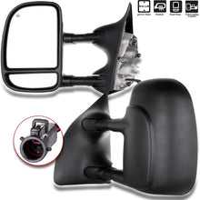 ROADFAR Towing Mirrors Fit For 1999-2007 For Ford F250/F350/F450/F550 2001-2005 For Ford Excursion Super Duty Tow Mirrors Power Heated No Light with Conversion Plug Black Textured Manual Telescoping
