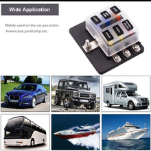 Automotive 1 in 6-Way PC Waterproof Fuse Box Holder 5A 10A 15A 20A Fuses Spade for Cars, SUV, RV, Buses, Yachts, Boats, etc. (blackA1)
