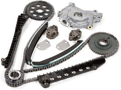Evergreen TK6054LOP Compatible With 02-04 Ford F150 F250 E150 E250 Expedition Excursion 5.4 SOHC 16 Valves Timing Chain Kit Oil Pump