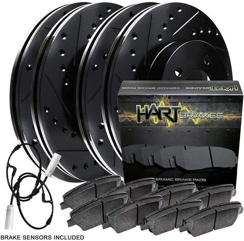 Fit 2007-2010 Mini Cooper Black Hart Full Kit Brake Rotors Kit+Ceramic Brake Pads
