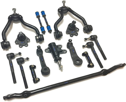 PartsW 16 Pc Suspension Kit for Chevrolet & GMC Truck, Center Link (FOR FREE) Adjusting Sleeves Tie Rod Ends Ball Joints (Bolt On Types) Idler & Pitman Arms Sway Bars Upper Control Arms