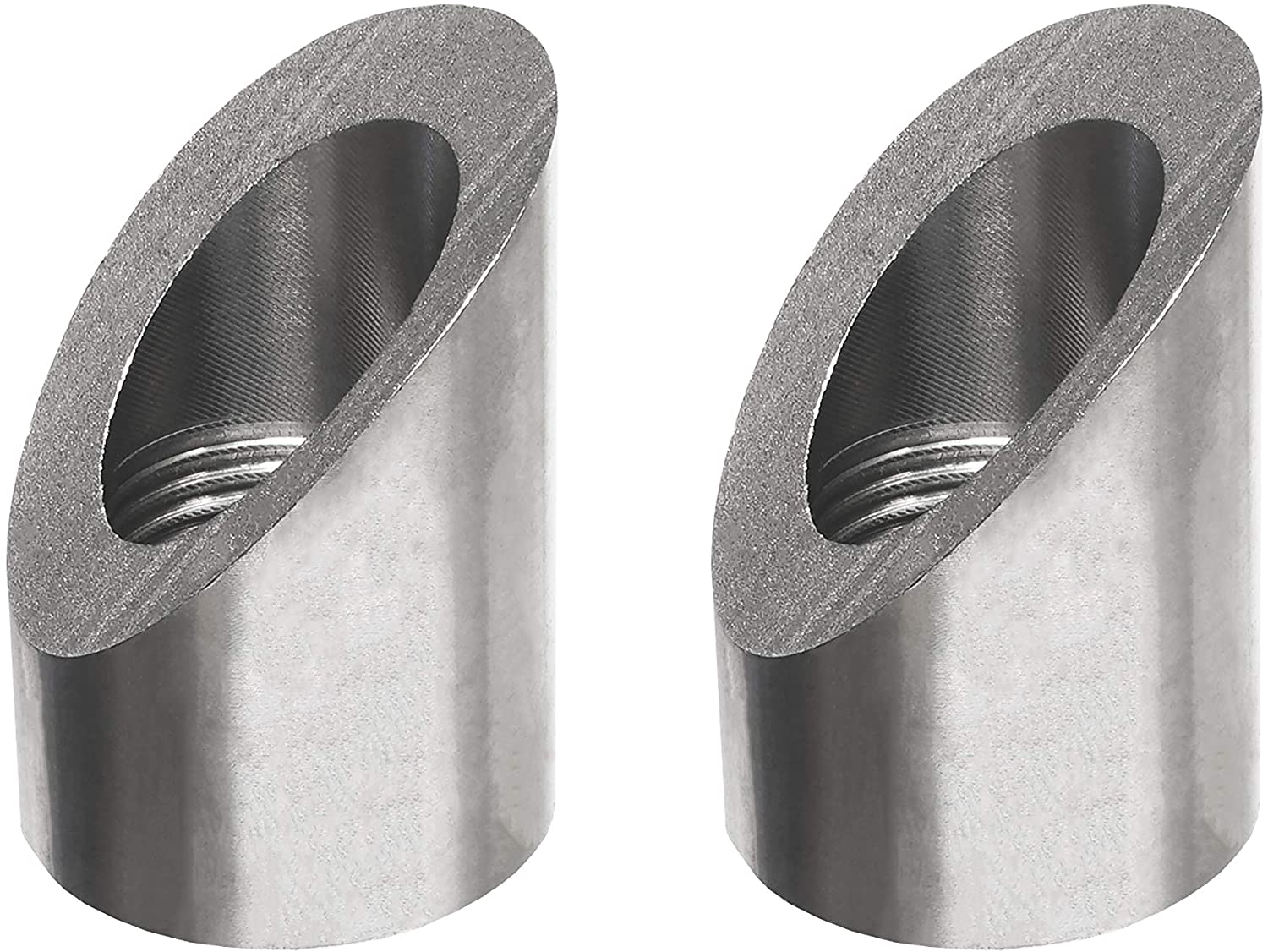 PitVisit Exhaust Weld Bungs Stainless Steel for Standard Size Bosch Style Lambda Wideband Oxygen Sensors Universal Weld-On - Pack of 2 (Angled)