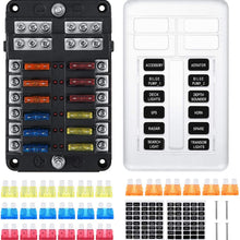 Kohree 12-Way 12V Blade Fuse Block, 12 Volt Automotive Fuse Box Holder Waterproof with Negative Bus 5A 10A 15A 20A Fuse Panel LED Indicator for Auto, RV, Car, Boat, Marine, Truck