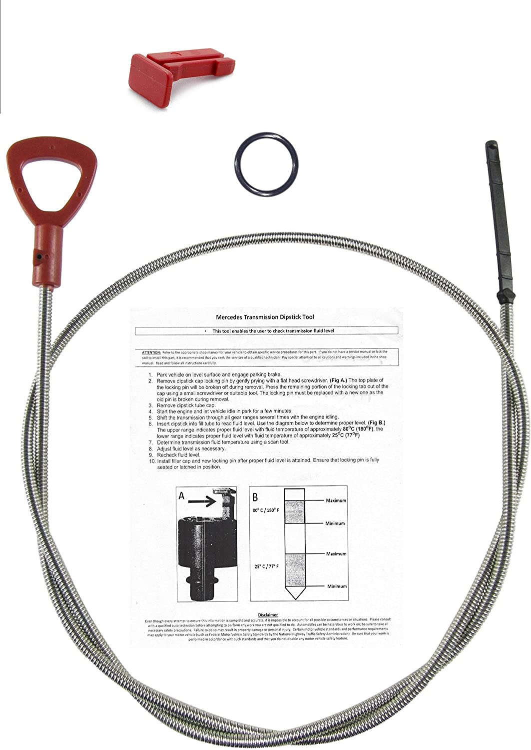 TRANSMISSION FLUID DIPSTICK TOOL | for MERCEDES BENZ | KIT: INSTRUCTIONS & LOCKING PIN & O-RING for Cap | 722.6 Transmissions – Replaces OEM 140589152100