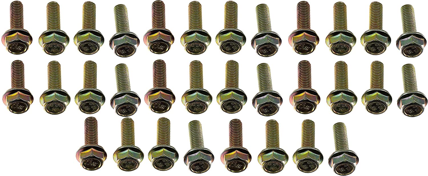 APDTY 134156 Engine Oil Pan Bolt Set Of 32 Fits 1999-2010 Vehicles With 6.7L Cummins Diesel Engine (Ram 2500 3500 4500 5500 Pickup; Size M8x1.25x.25; Replaces 04429860 ; 05086855AA; 68038160AA)