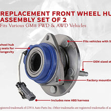 Front Wheel Hub Bearing Assembly Set of 2 - Compatible with Chevy, Buick, Cadillac, Oldsmobile & Pontiac - Impala, Monte Carlo, Century, Aztek, Grand Prix, Replaces 513121, 12429203, 88964168 - ABS