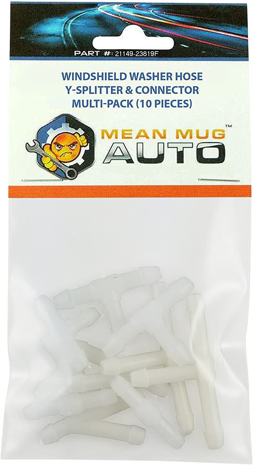 Mean Mug Auto 21149-23819F Windshield Washer Hose Y T Splitter Connector Multi-Pack (10 Total Pieces) - Universal