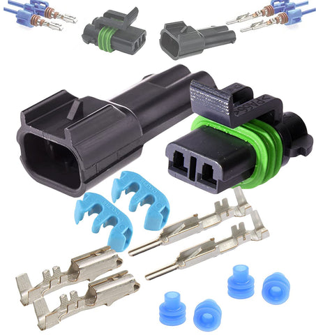 3-Pin Delphi Metri-Pack Waterproof Connector 30 Amp 10-12 GA (3-Pin (2 Set) w/10-12GA)