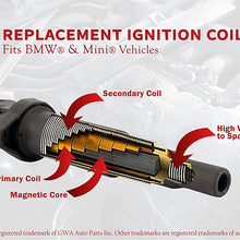Ignition Coil Pack Set of 6 - Replacement for Bosch 0221504470, 12138616153, 12138657273, 12137594937, 12137562744 - Compatible with BMW 325i, 335i, 328i, 525i, 530i, 330i, 650i, X3, X5, M3 and more