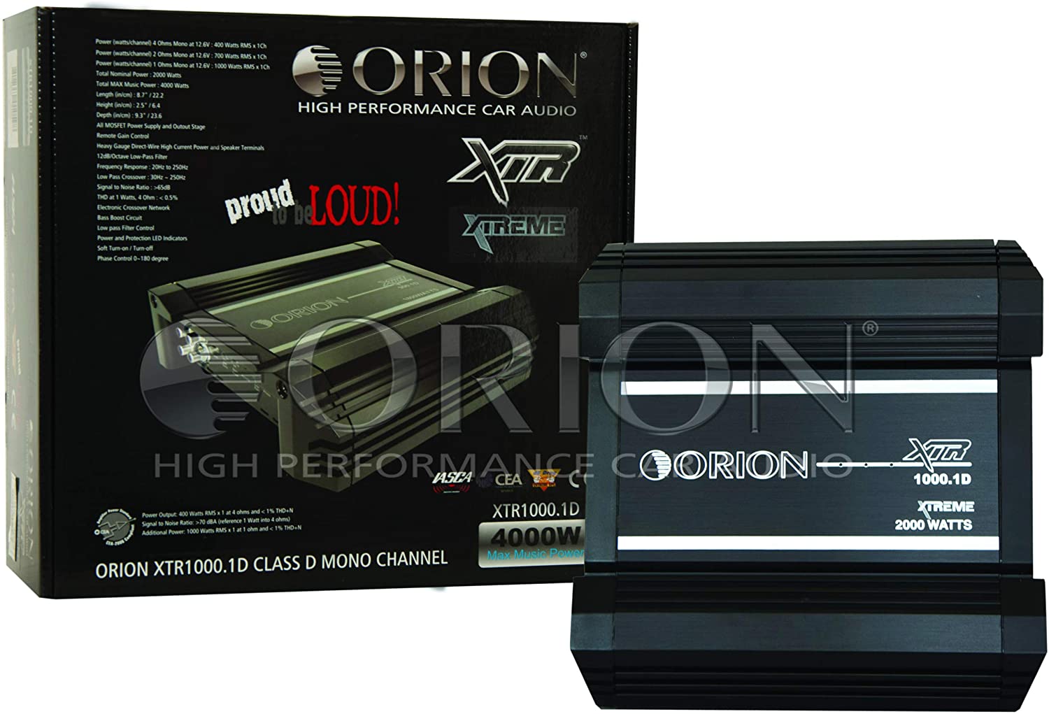 Orion XTR1000.1D 2000W Max Class D Monoblock XTR Series 1-Channel Car Audio Amplifier