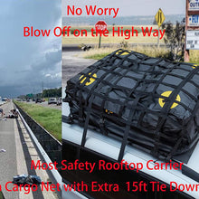 Alfa Gear Waterproof No Blow Off Car Roof Bag Cargo bag Car Roof Top Carrier Soft-Shell Carriers with Extra Tie down Straps,Anti-slip mats,Safety lock,Cargo Net 15 Cu.ft for cars with or without racks