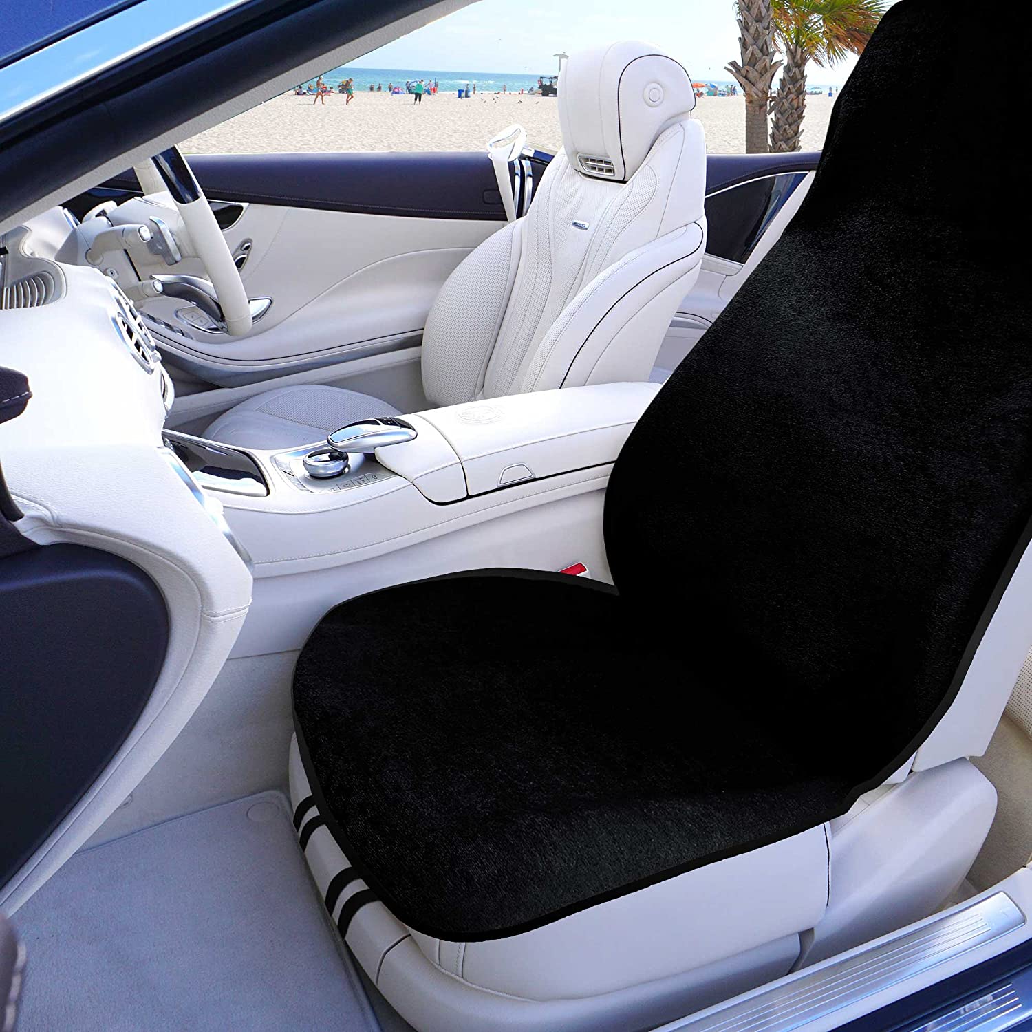 FH Group FH1006 Multifunctional Beach, Fitness Towel Car Seat Cover (Black) One Cover – Universal Fit for Cars, Trucks & SUVs