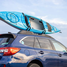 PaddleSports+ Kayak Roof Rack Sets for Cars and SUVs - Two Sets with Straps - Universal Fit Carriers Mount on Crossbars for Easy Travel with Kayaks Canoes Paddleboards and Surfboards